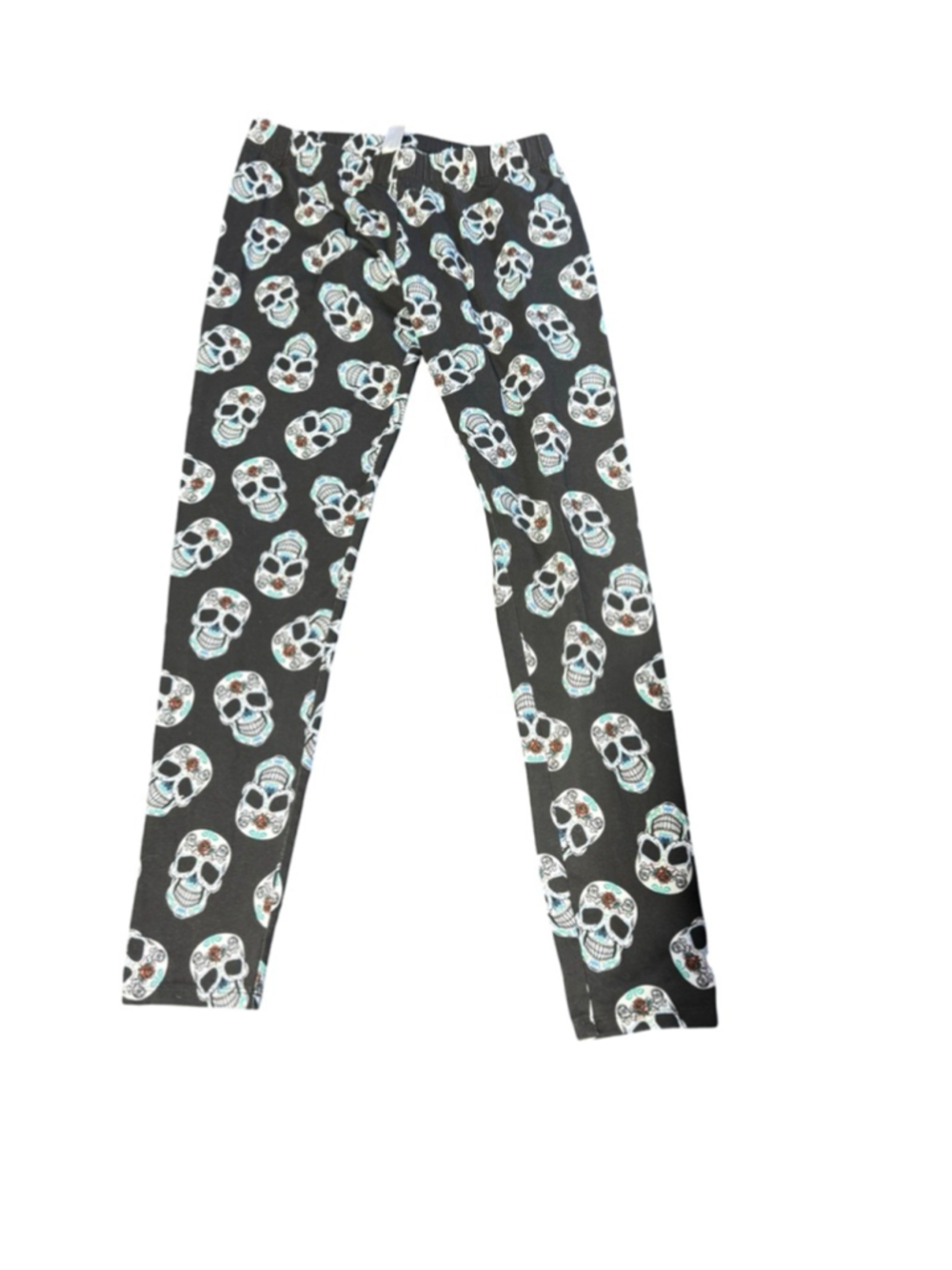 Juniors No Boundaries Leggings M Black White Sugar Skull #930